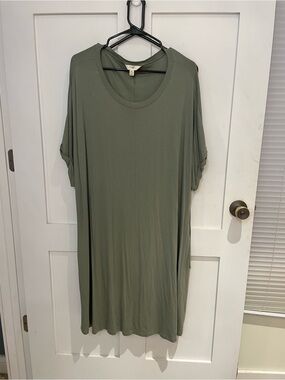 Terra & Sky Sage Green Short-Sleeve Relaxed Tunic Dress Womens 2X